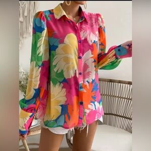 SHEIN Floral Print Button Down Shirt - Brand New never worn. Size S